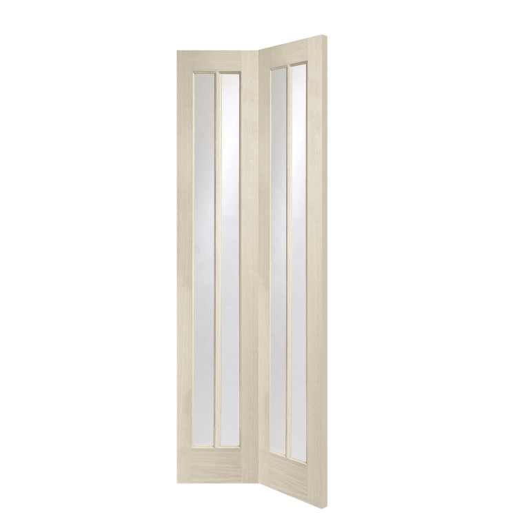 Worcester Internal Oak Bi-Fold Door with Clear Glass - Unfinished, 1981 x 686 x 35 mm