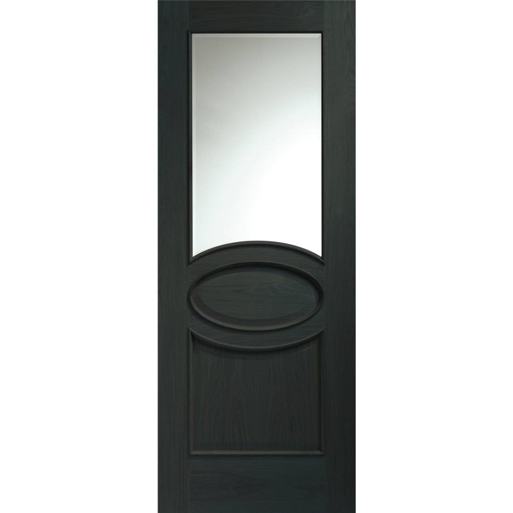 Internal Oak Calabria with Clear Bevelled Glass and Raised Mouldings - Unfinished, 1981 x 838 x 35 mm