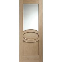 Internal Oak Calabria with Clear Bevelled Glass and Raised Mouldings - Unfinished, 2040 x 726 x 40 mm