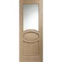 Internal Oak Calabria with Clear Bevelled Glass and Raised Mouldings - Unfinished, 2040 x 726 x 40 mm