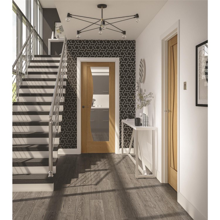 Internal Oak Fully-Glazed Door with Clear Glass - Unfinished - 1981 x 762 x 35mm - Emilia Essential - XL Joinery