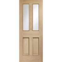 Malton With Raised Mouldings Internal Oak Door with Clear Bevelled Glass - Unfinished, 1981 x 686 x 35 mm