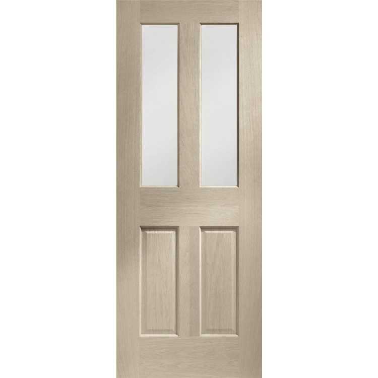 Internal Oak Malton Door with Clear Bevelled Glass - Unfinished, 1981 x 686 x 35 mm