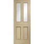Malton With Raised Mouldings Internal Oak Door with Clear Bevelled Glass - Unfinished, 1981 x 762 x 35 mm