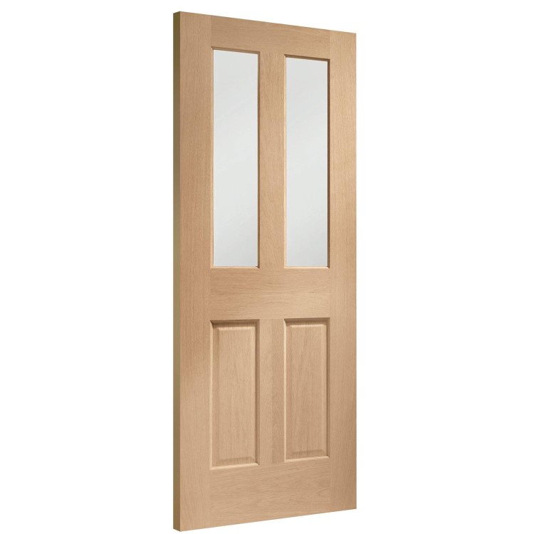 Internal Oak Malton Door with Clear Bevelled Glass - Unfinished, 1981 x 762 x 35 mm