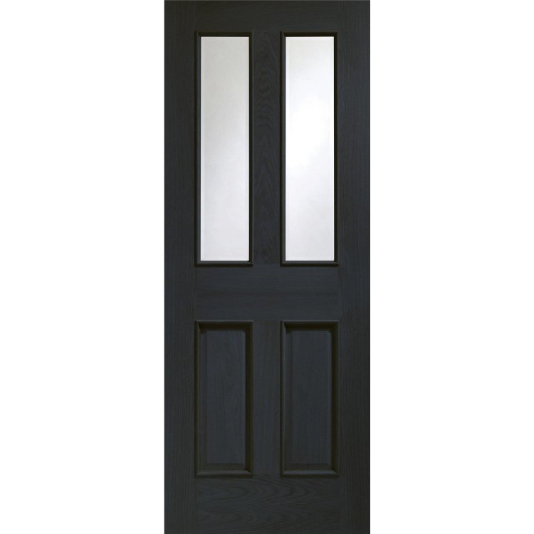 Malton With Raised Mouldings Internal Oak Door with Clear Bevelled Glass - Unfinished, 1981 x 838 x 35 mm