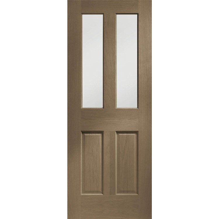 Internal Oak Malton Door with Clear Bevelled Glass - Unfinished, 2040 x 626 x 40 mm