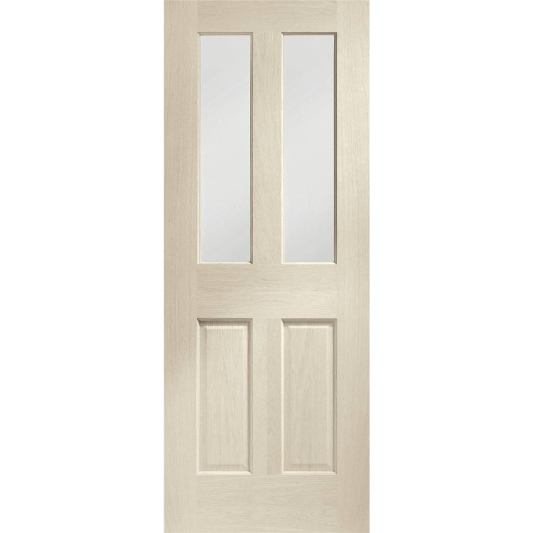 Internal Oak Malton Door with Clear Bevelled Glass - Unfinished, 2040 x 826 x 40 mm