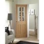 Internal Oak Malton Door with Clear Bevelled Glass - Unfinished, 2040 x 826 x 40 mm