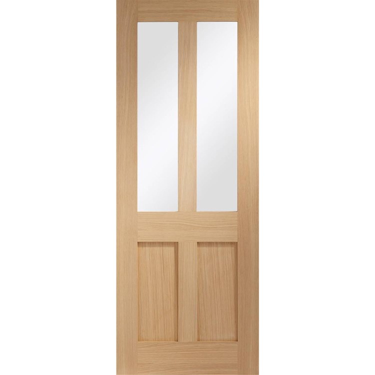 Internal Oak Glazed Victorian 4-Panel Shaker Door with Clear Glass - Unfinished - 1981 x 762 x 35mm - Victoria - XL Joinery