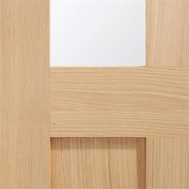 Internal Oak Glazed Victorian 4-Panel Shaker Door with Clear Glass - Unfinished - 2040 x 826 x 40mm - Victoria - XL Joinery