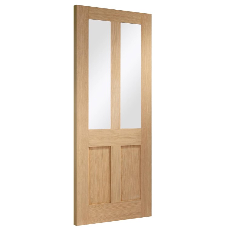Internal Oak Glazed Victorian 4-Panel Shaker Door with Clear Glass - Unfinished - 2040 x 926 x 40mm - Victoria - XL Joinery
