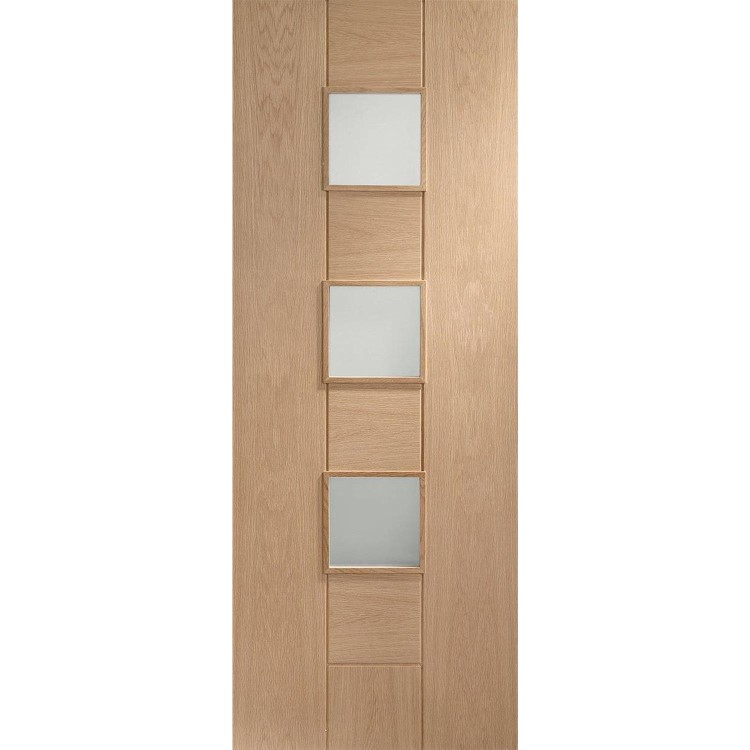Internal Oak 3-Light Door with Opaque Glass - Unfinished - 1981 x 762 x 35mm - Messina - XL Joinery
