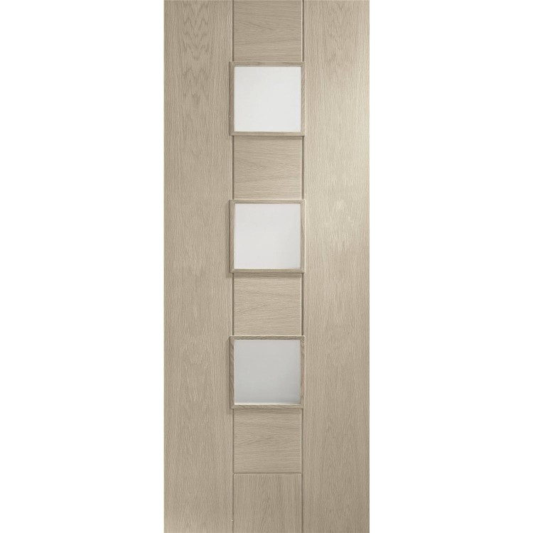 Internal Oak Messina with Obscure Glass - Unfinished, 2040 x 726 x 40 mm