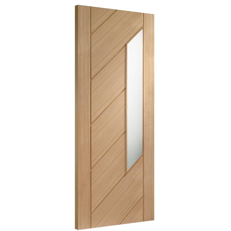 Internal Oak Glazed 1-Light Door with Frosted Glass - Unfinished - 2040 x 826 x 40mm - Monza - XL Joinery