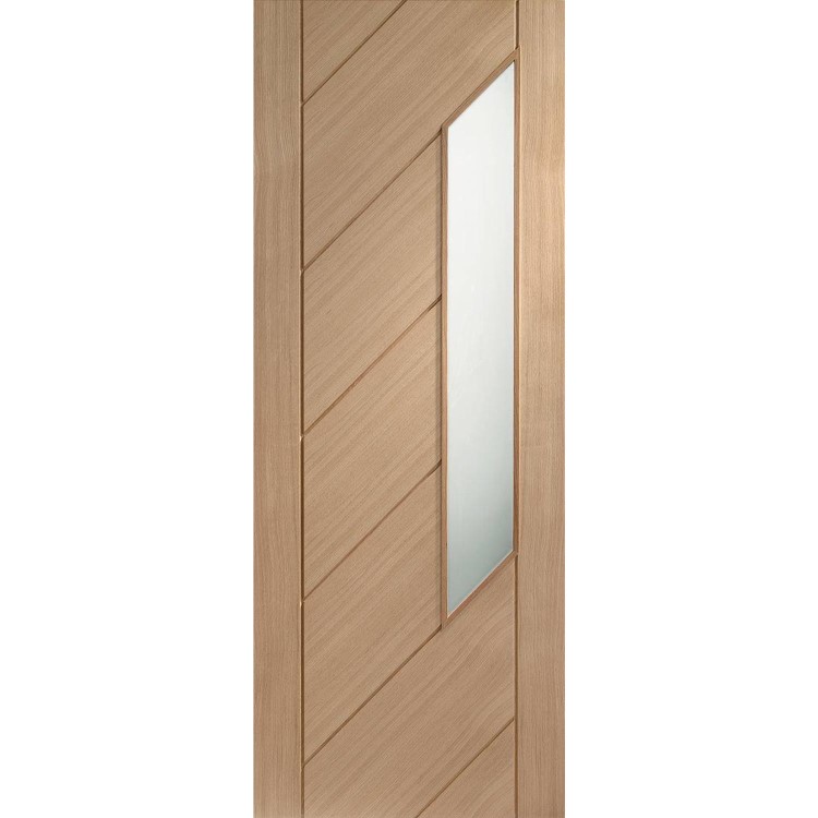 Internal Oak Glazed 1-Light Door with Frosted Glass - Unfinished - 2040 x 826 x 40mm - Monza - XL Joinery