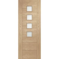 Internal Oak Glazed FD30 Fire Door with Opaque Glass - Unfinished - 1981 x 686 x 44mm - Palermo - XL Joinery