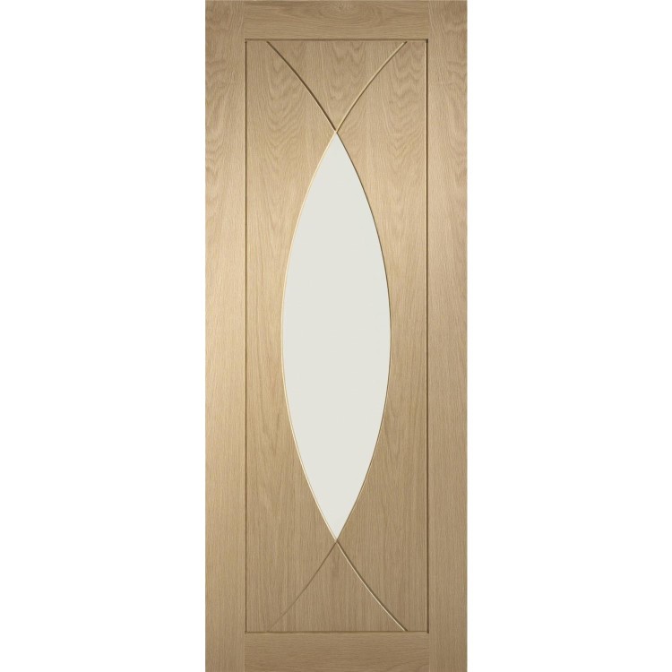 Internal Oak Glazed Door with Clear Glass - Unfinished - 2040 x 826 x 40mm - Pesaro - XL Joinery