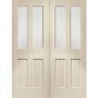 Internal Oak Malton Pair with Clear Bevelled Glass - Unfinished, 1981 x 1168 x 40 mm