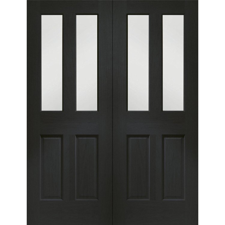 Internal Oak Malton Pair with Clear Bevelled Glass - Unfinished, 1981 x 1168 x 40 mm