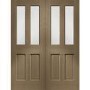 Internal Oak Malton Pair with Clear Bevelled Glass - Unfinished, 1981 x 1168 x 40 mm