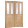Internal Oak Malton Pair with Clear Bevelled Glass - Unfinished, 1981 x 1524 x 40 mm