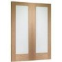 Internal Oak Pattern 10 Door Pair with Clear Glass - Unfinished, 1981 x 1067 x 40 mm