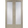 Internal Oak Pattern 10 Door Pair with Obscure Glass - Unfinished, 1981 x 1168 x 40 mm