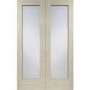 Internal Oak Pattern 10 Door Pair with Clear Glass - Unfinished, 1981 x 1168 x 40 mm