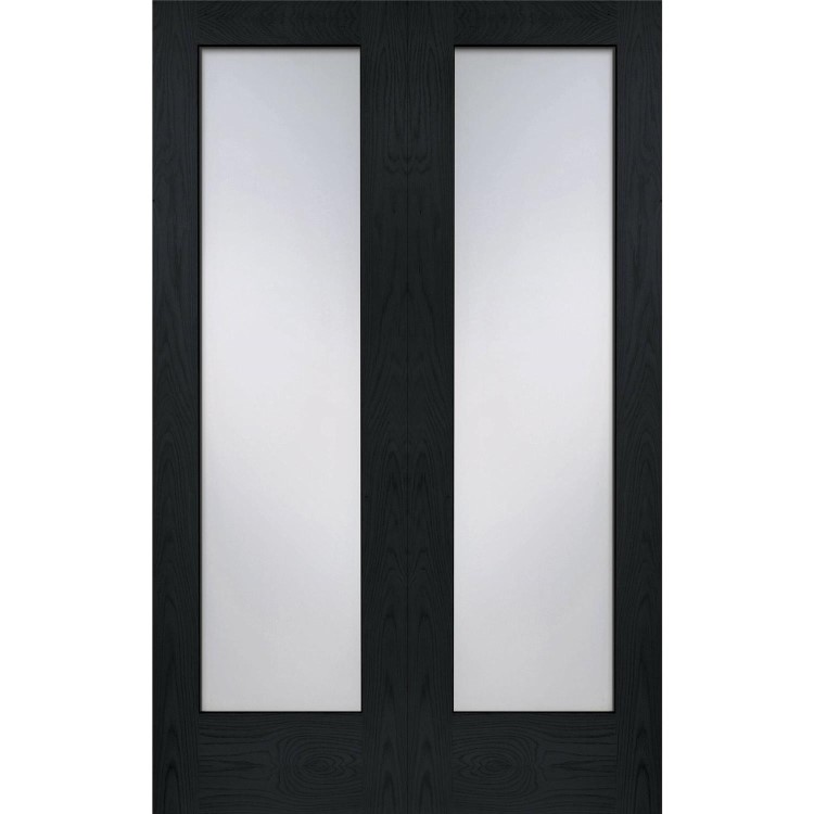 Internal Oak Pattern 10 Door Pair with Clear Glass - Unfinished, 1981 x 1220 x 40 mm