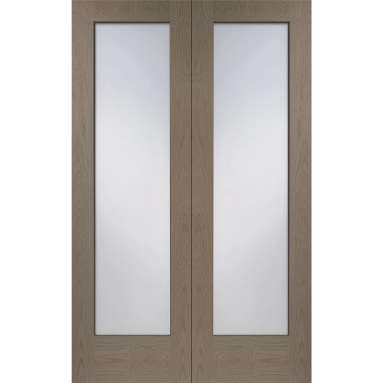Internal Oak Pattern 10 Door Pair with Clear Glass - Unfinished, 1981 x 1220 x 40 mm