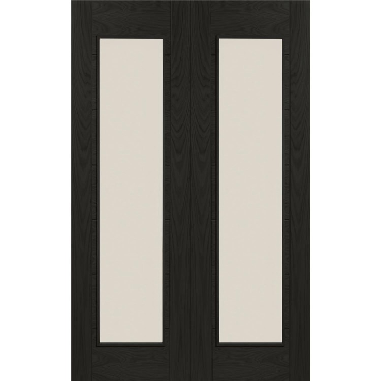 Palermo Internal Oak Rebated Door Pair with Clear Glass - Unfinished, 1981 x 1067 x 40 mm
