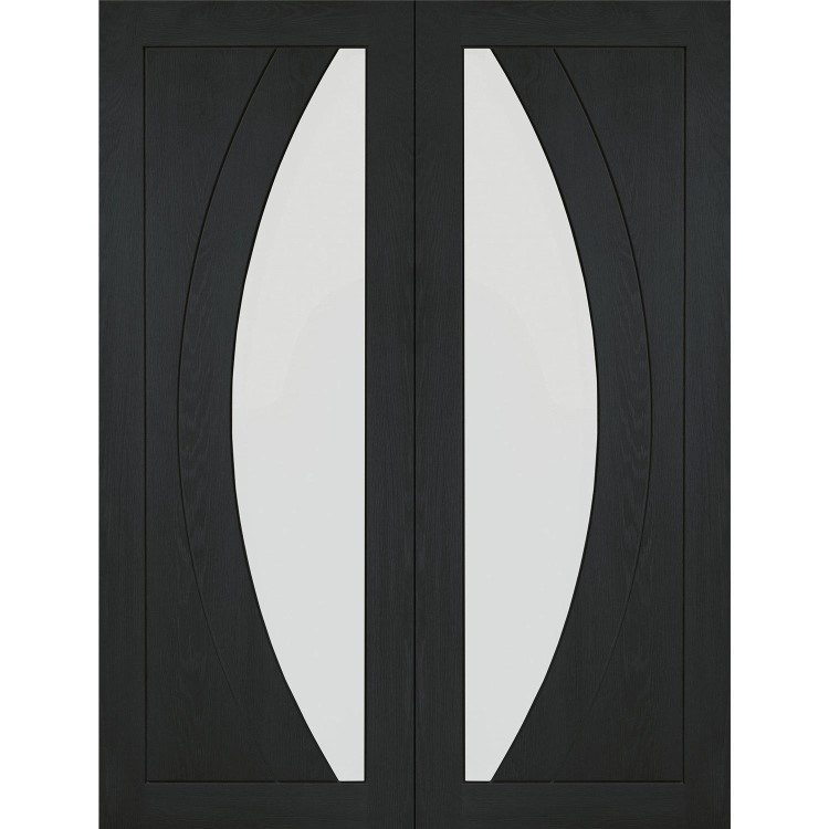 Internal Oak Salerno Pair with Clear Flat Glass - Unfinished, 1981 x 1220 x 40 mm