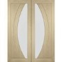 Internal Oak Salerno Pair with Clear Flat Glass - Unfinished, 1981 x 1524 x 40 mm