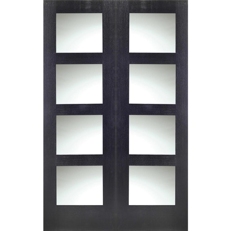 Internal Oak Shaker Door Pair with Clear Glass - Unfinished, 1981 x 1220 x 40 mm