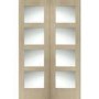 Internal Oak Shaker Door Pair with Clear Glass - Unfinished, 1981 x 1220 x 40 mm