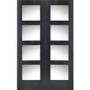 Internal Oak Shaker Door Pair with Clear Glass - Unfinished, 1981 x 1372 x 40 mm