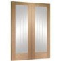 Internal Oak Suffolk Pattern 10 Pair with Clear Etched Glass - Unfinished, 1981 x 1524 x 40 mm