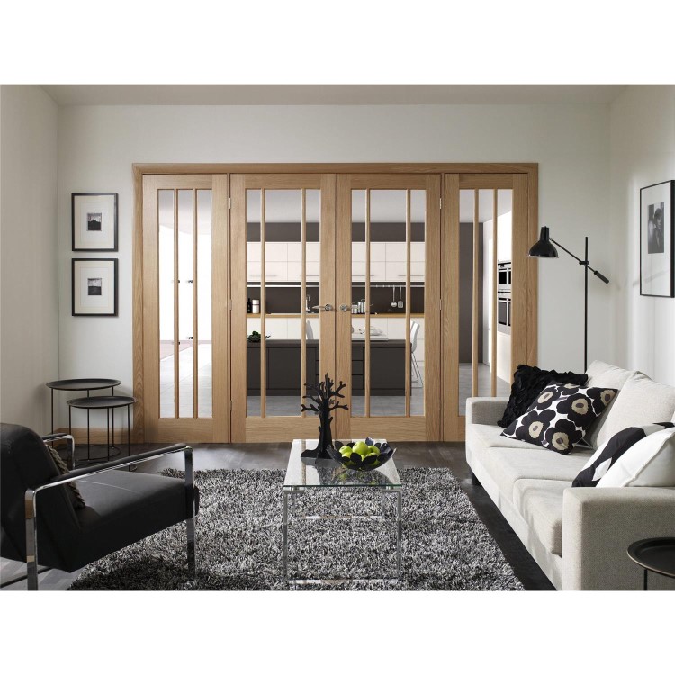 Internal Oak Worcester Pair with Clear Glass - Unfinished, 1981 x 1168 x 40 mm