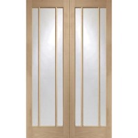 Internal Oak Glazed Rebated French Doors with Clear Glass - Unfinished - 1981 x 1372 x 40mm - Worcester - XL Joinery