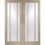 Internal Oak Worcester Pair with Clear Glass - Unfinished, 1981 x 1524 x 40 mm