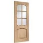 Internal Oak Riviera Door with Clear Bevelled Glass and Raised Mouldings - Unfinished, 2040 x 926 x 40 mm