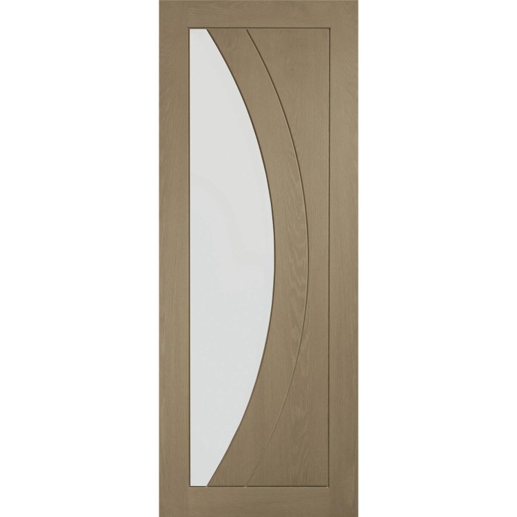 Internal Oak Salerno with Clear Glass - Unfinished, 2040 x 826 x 40 mm