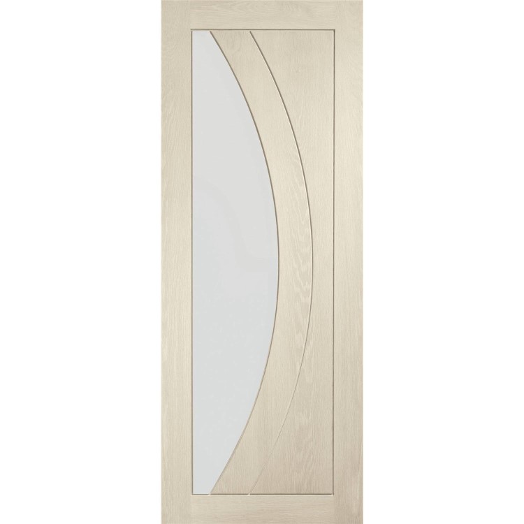 Internal Oak Salerno with Clear Glass - Unfinished, 2040 x 826 x 40 mm