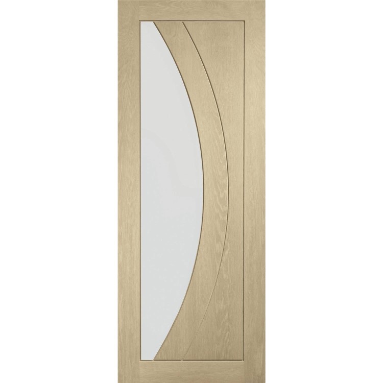 Internal Oak Salerno with Clear Glass - Unfinished, 2040 x 826 x 40 mm