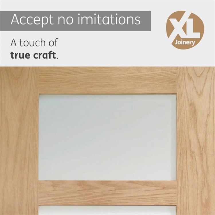 Internal Oak Shaker 4 Panel Door with Clear Glass - Unfinished, 1981 x 1220 x 35 mm