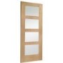 Internal Oak Shaker 4 Panel Door with Obscure Glass - Unfinished, 1981 x 610 x 35 mm