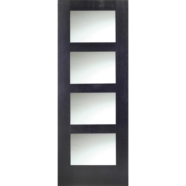 Internal Oak Shaker 4 Panel Door with Clear Glass - Unfinished, 1981 x 838 x 35 mm