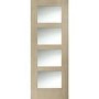 Internal Oak Glazed 4-Panel Shaker Door with Clear Glass - Unfinished - 2040 x 626 x 40mm - 4 Light - XL Joinery