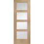 Internal Oak Glazed 4-Panel Shaker Door with Clear Glass - Unfinished - 2040 x 626 x 40mm - 4 Light - XL Joinery